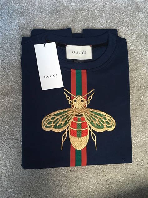 gucci bee embroidered t shirt|Gucci bee embroidered sweater.